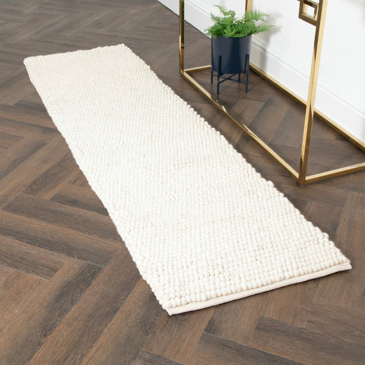 Cream bubble wool rug by Native