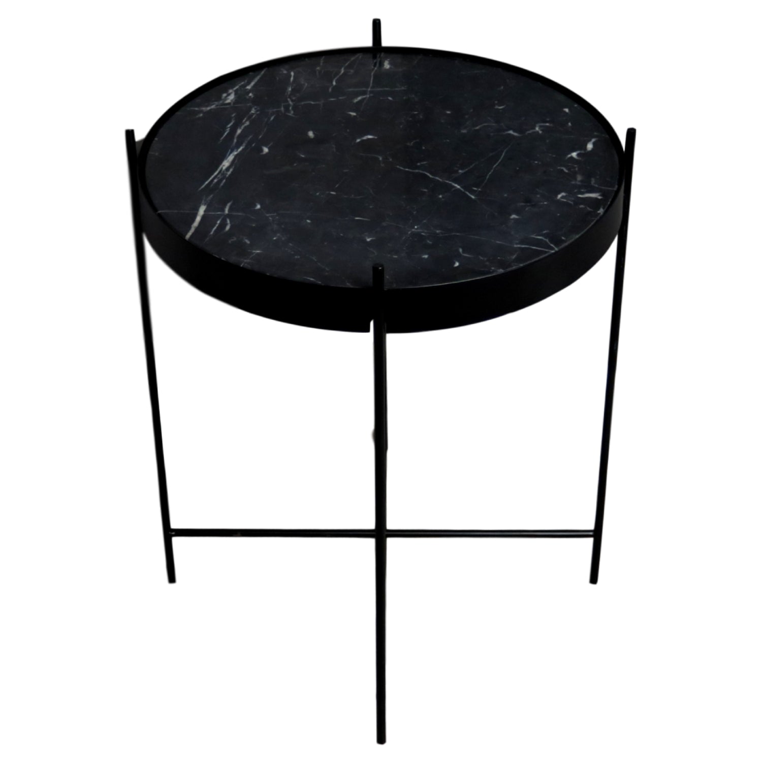 Black marble side table by Native