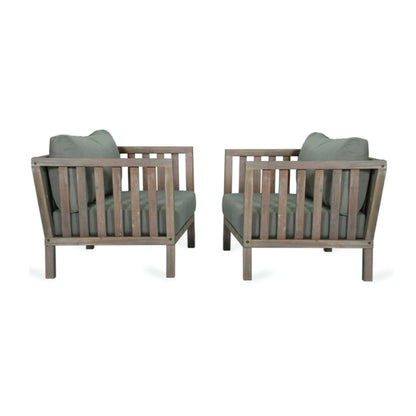 Pair of Porthallow Outdoor Dining Armchairs Acacia by Garden Trading
