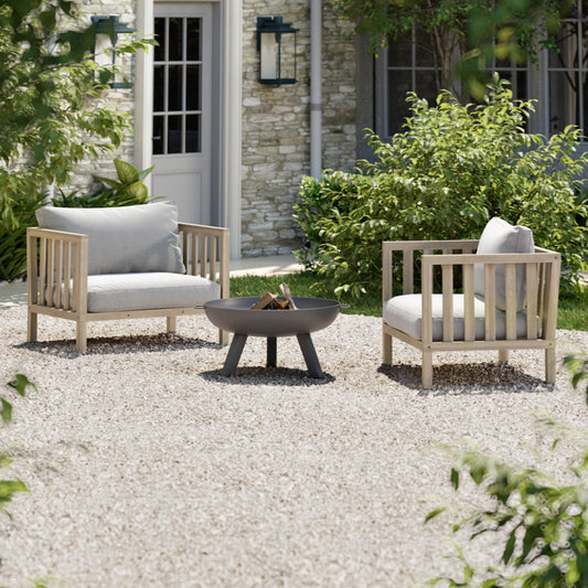 Pair of Porthallow Outdoor Dining Armchairs Acacia by Garden Trading