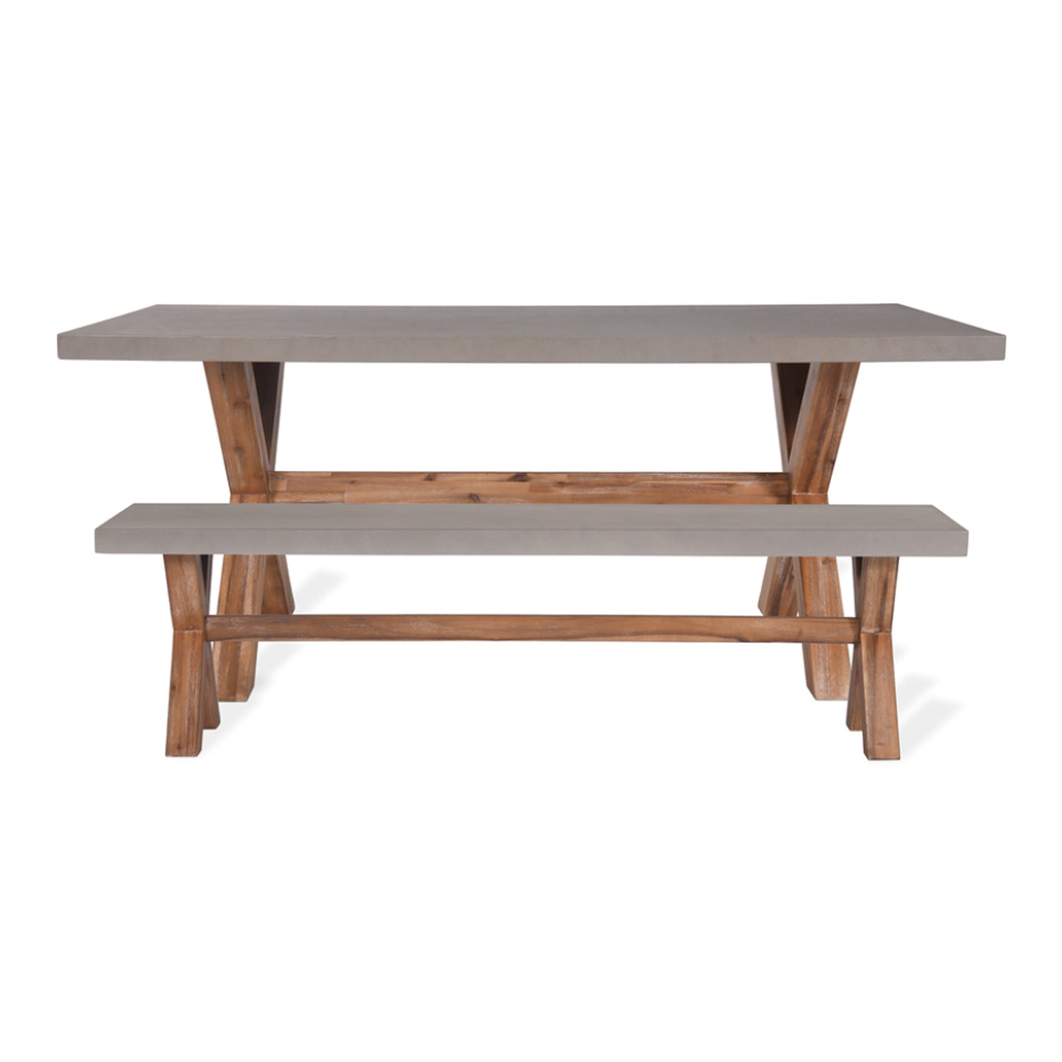 Burford Outdoor Table and Bench Set Small Natural Polystone by Garden Trading
