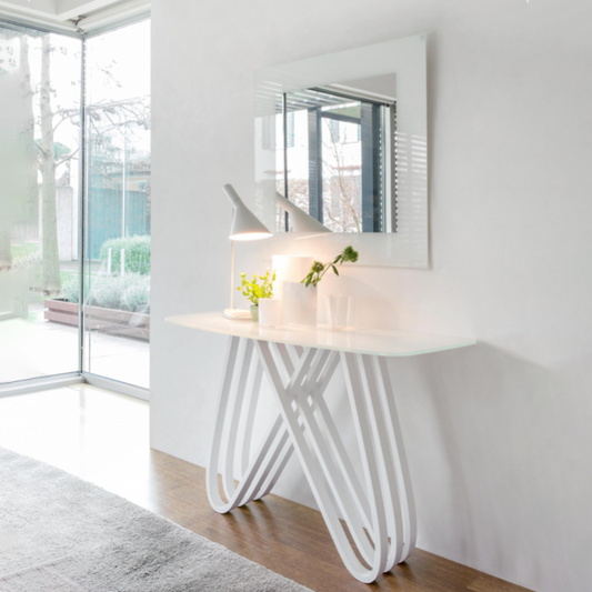 Arpa Console Table White Glass Top by Tonin Casa