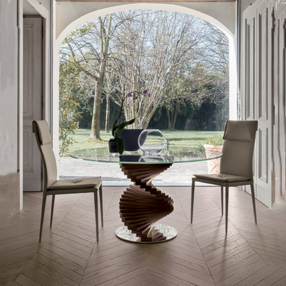 Firenze Glass or Ceramic Fixed Round Table by Tonin Casa