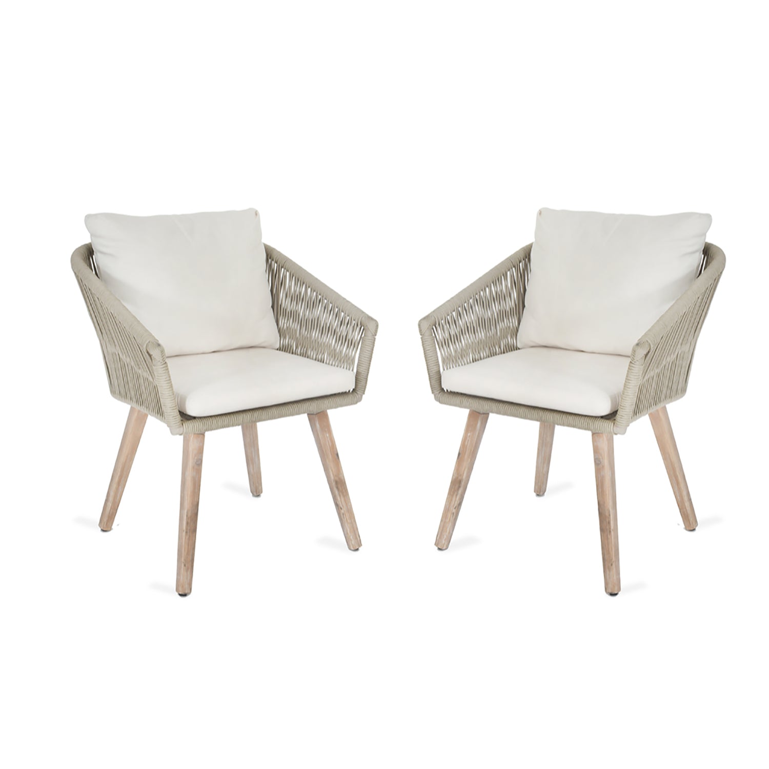 Pair of Colwell Dining Chairs Polyrope & Acacia by Garden Trading