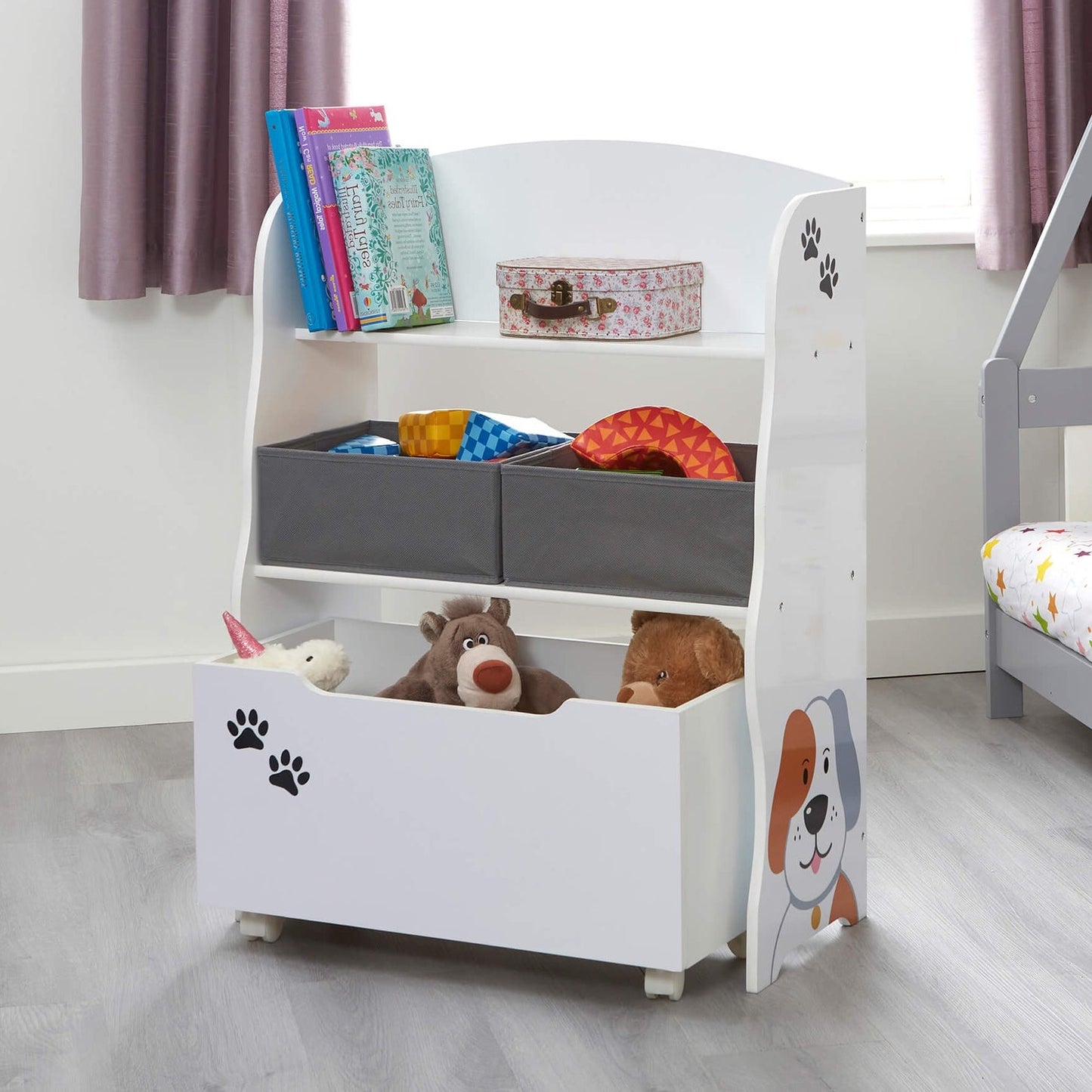 Kids Cat and Dog Storage Unit with Roll-Out Toy Box by Liberty House Toys