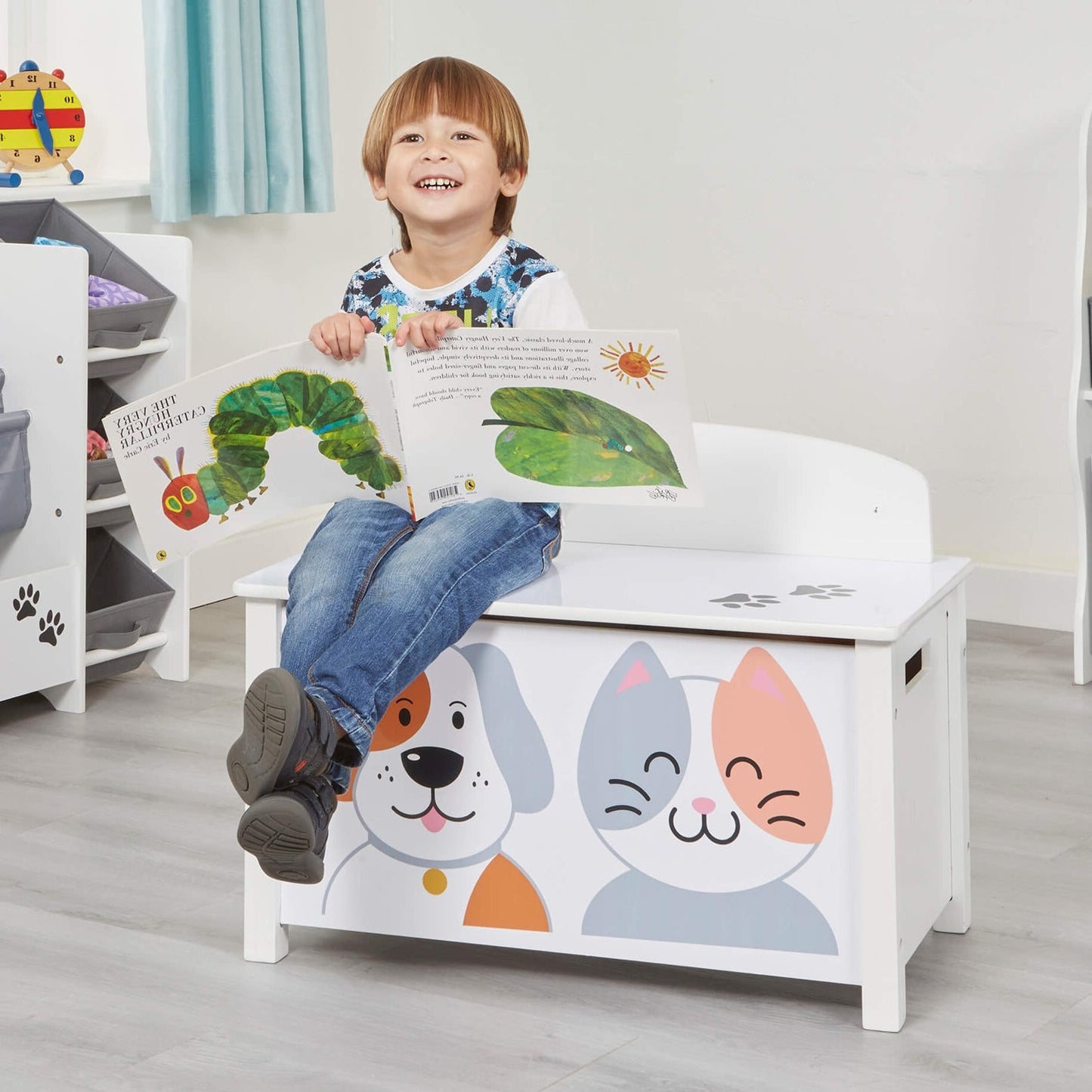 Kids Wooden Cat and Dog Toy Box by Liberty House Toys