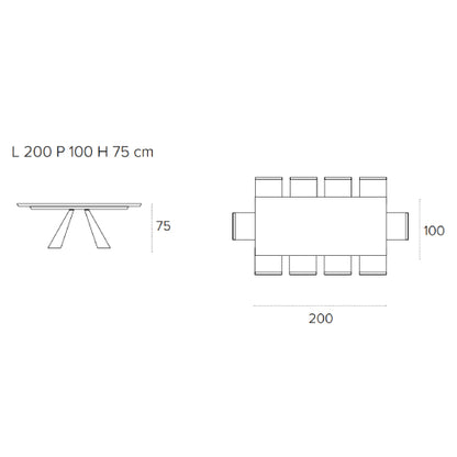 Taurus Rectangular Shaped Fixed Table by Target Point