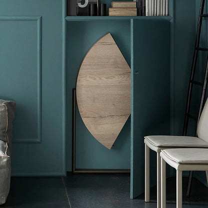 Altacom Icaro folding dining table stored vertically in compact space showing ultra slim design