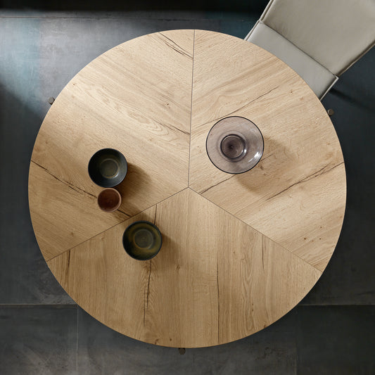 Altacom Icaro folding dining table top detail showing segmented folding design