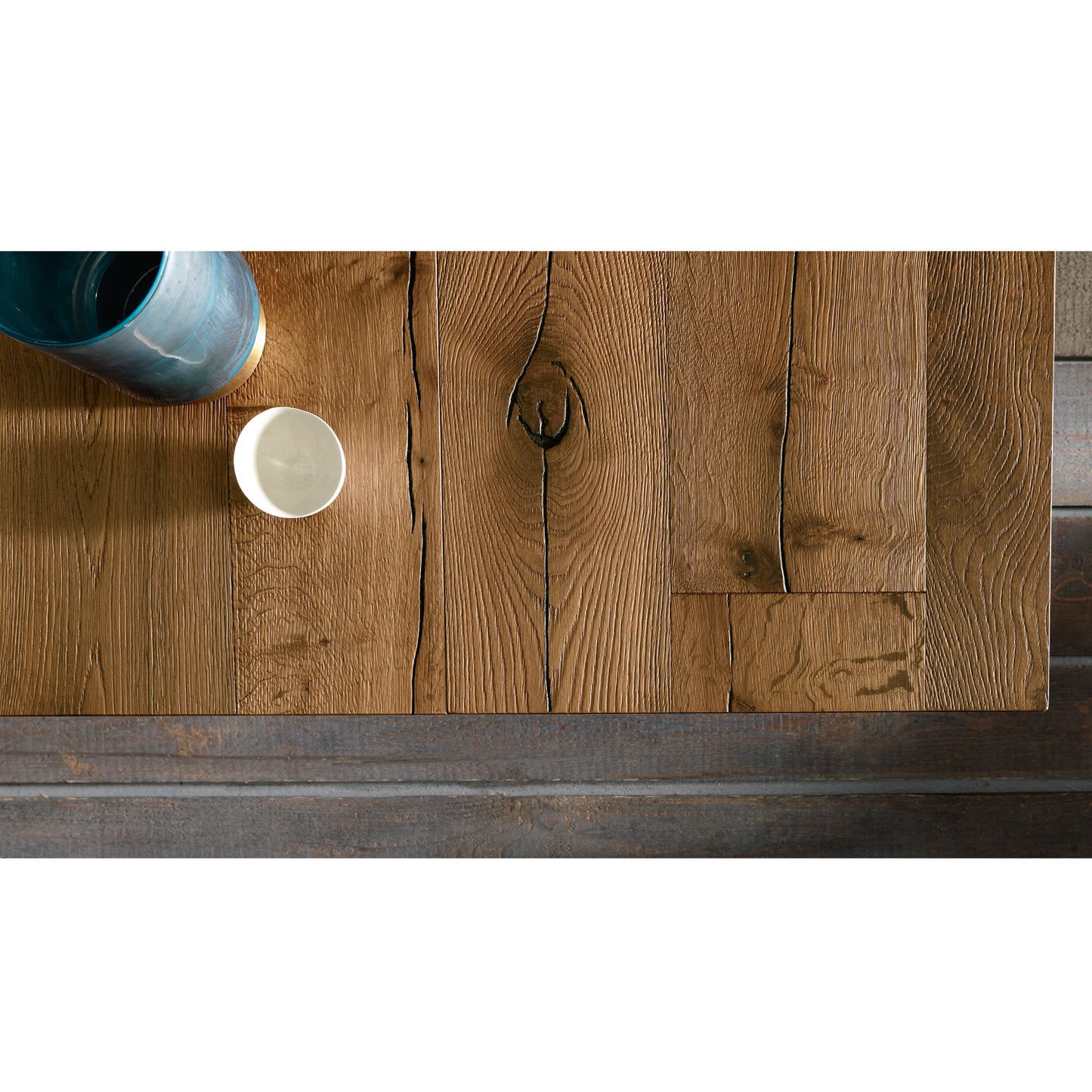 Altacom Levante transforming coffee table with rustic oak veneer top detail and metal base, extendable space-saving furniture made in Italy