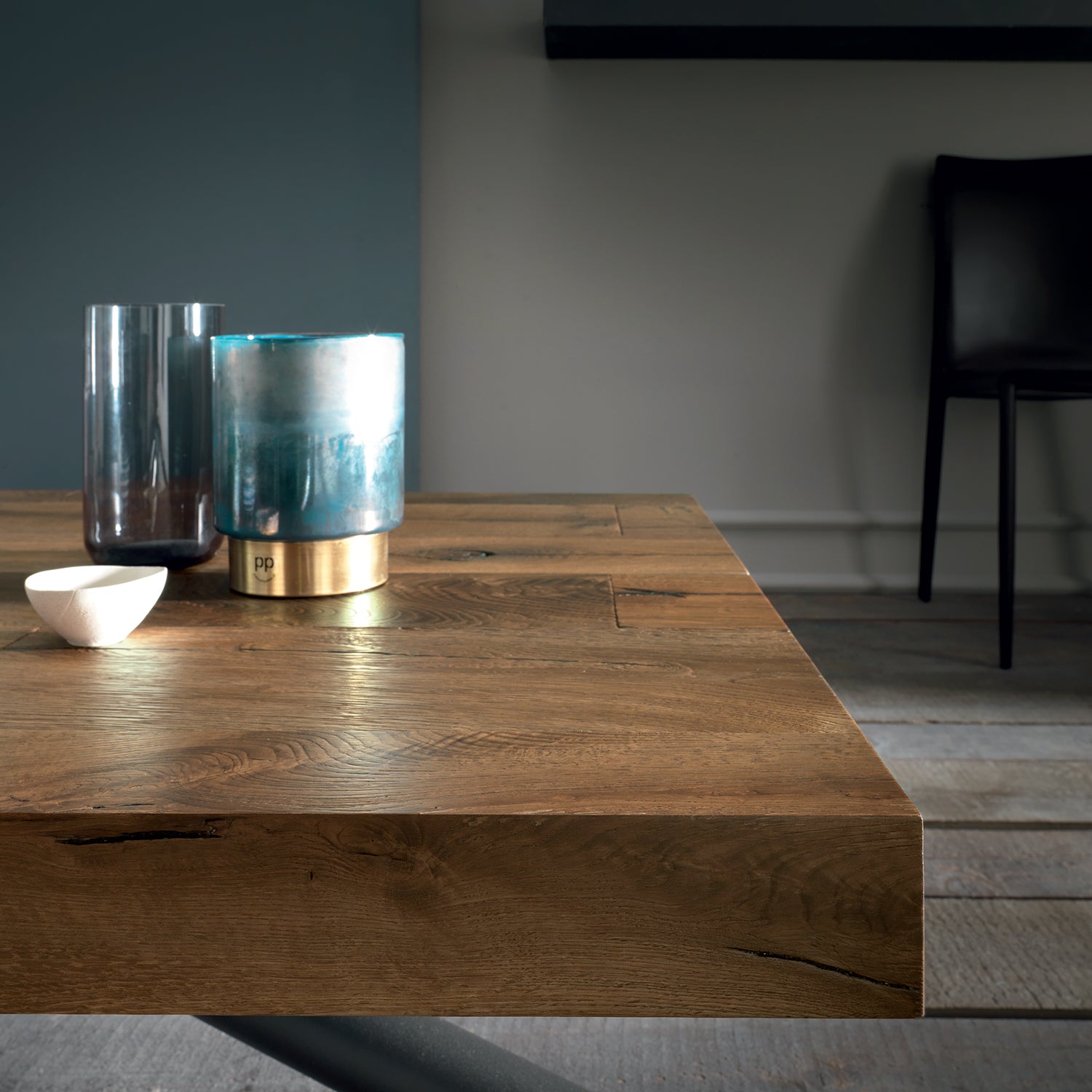 Altacom Levante transforming coffee table with oak veneer top and metal base, Italian extendable coffee table to dining table