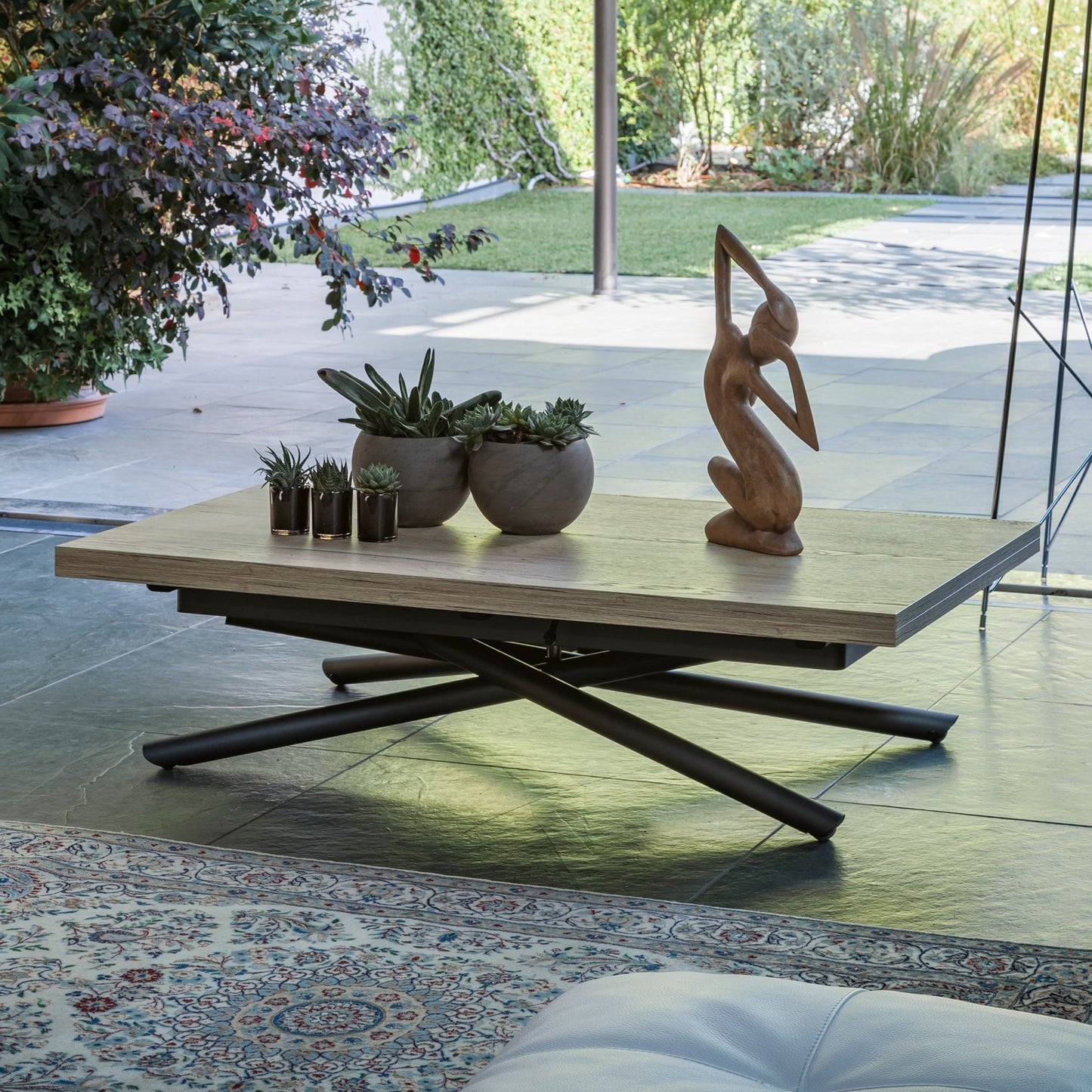 Altacom Lotus convertible coffee table in low position with minimalist design in modern living space