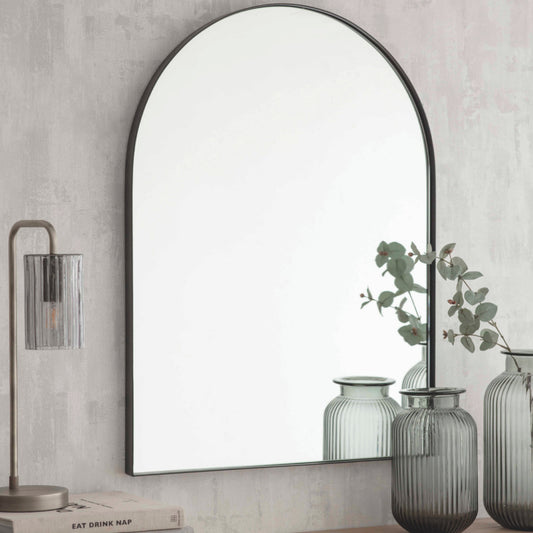 Arched Wall Mirror in Black by Garden Trading - Iron