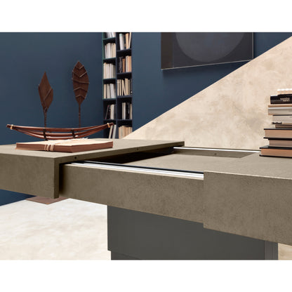 Ares Fold transforming table showing extension mechanism with hidden leaves opening from compact coffee table to dining table