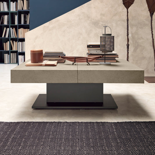 Ares Fold transforming coffee table to dining table by Altacom with lift mechanism and extendable top for space saving interiors