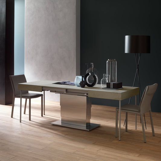 Ares Mega Altacom convertible table with extension leaves open showing transforming dining table mechanism