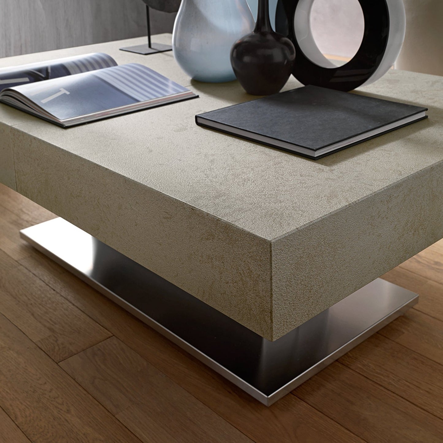 Ares Mega Altacom convertible table close-up showing textured tabletop finish and thick surface detail