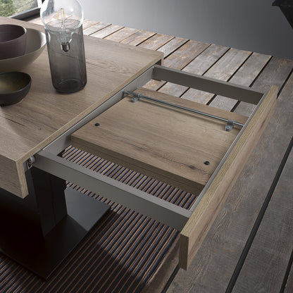Ares Wing Altacom convertible table close-up showing extension rail mechanism and internal structure