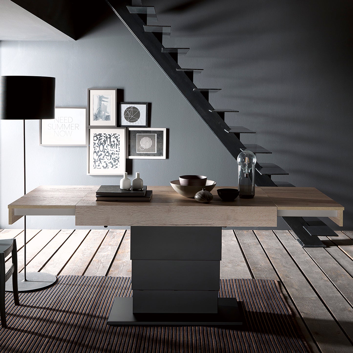 Ares Wing Altacom convertible table with extension leaves open showing expanded tabletop configuration