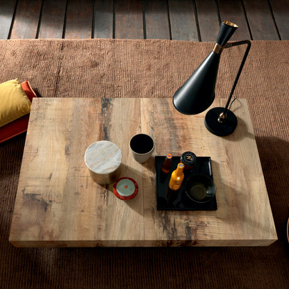 Assist convertible table by Altacom top view showing wood finish texture and square coffee table design