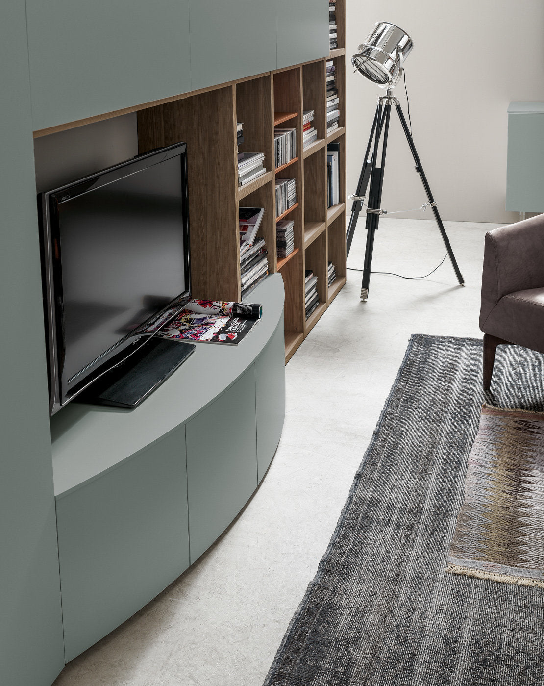 Bookcase Tv Unit with Round cabinet comp. GS114