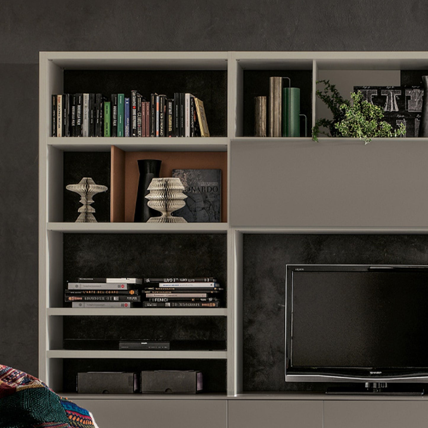 "Shades of Grey" Bookcase Tv Unit Composition GS111