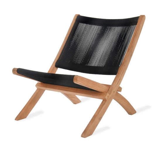 Carrick Lounger Chair in Black by Garden Trading - Polyrope and Teak