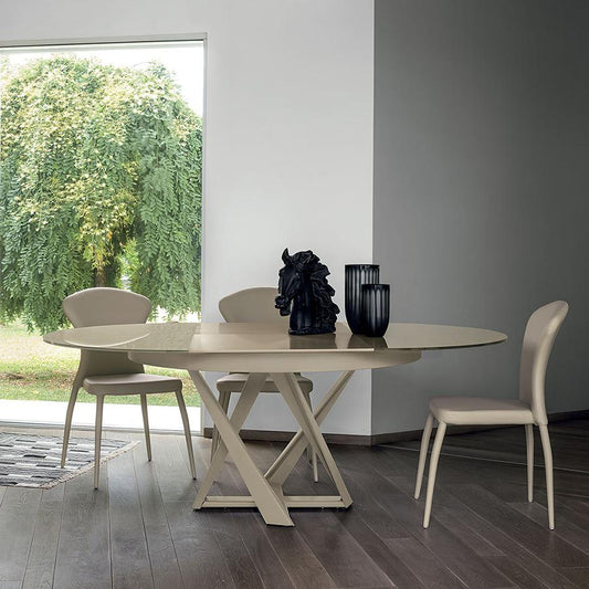 Cronos round modern extending dining table