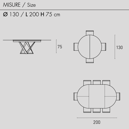 Cronos round modern extending dining table