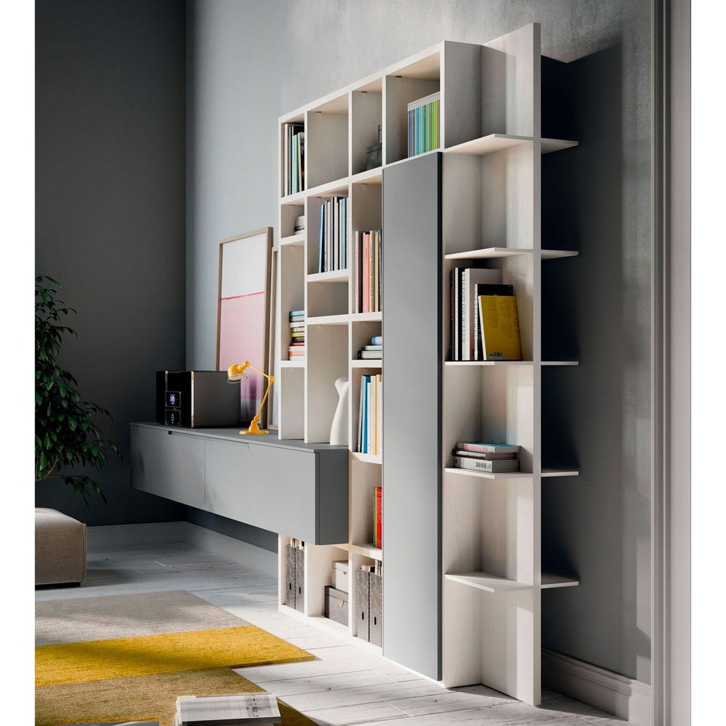 Light Day 21 Bookcase with media unit by Orme Design