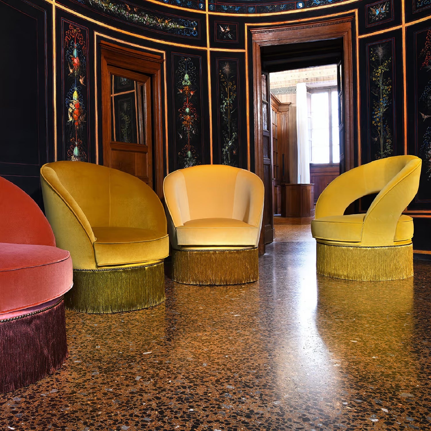 Dione Small Armchair with Fringes by Domingo Salotti