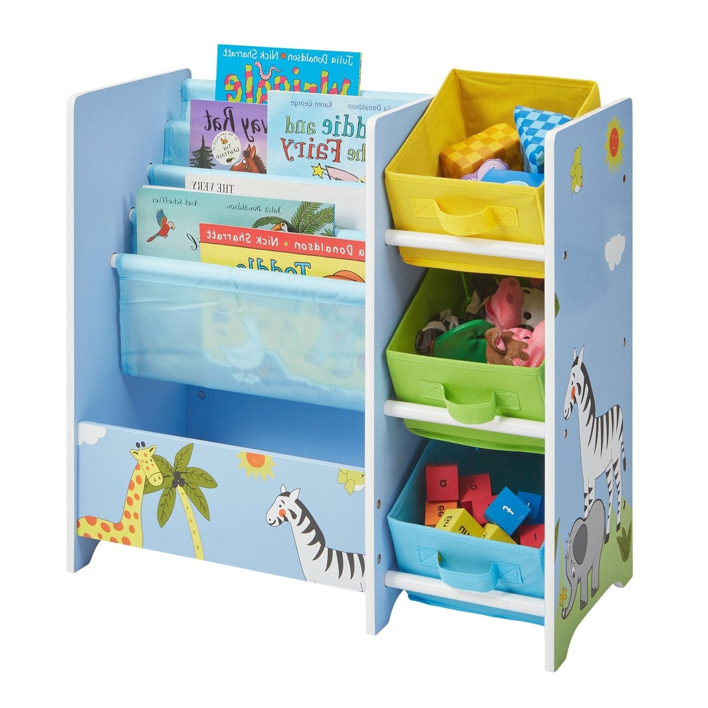 Safari Book Display Unit with Fabric Storage Boxes by Liberty House Toys