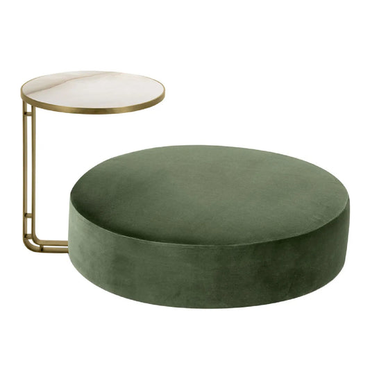 Febe Set of Green Pouf and Small Table by Domingo Salotti