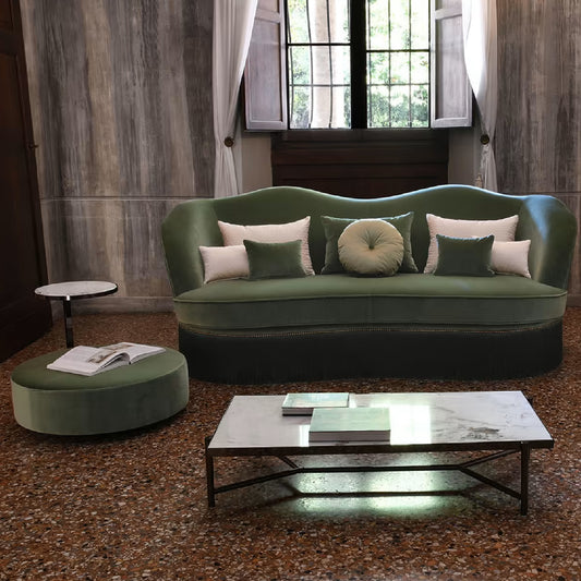 Febe Set of Green Pouf and Small Table by Domingo Salotti