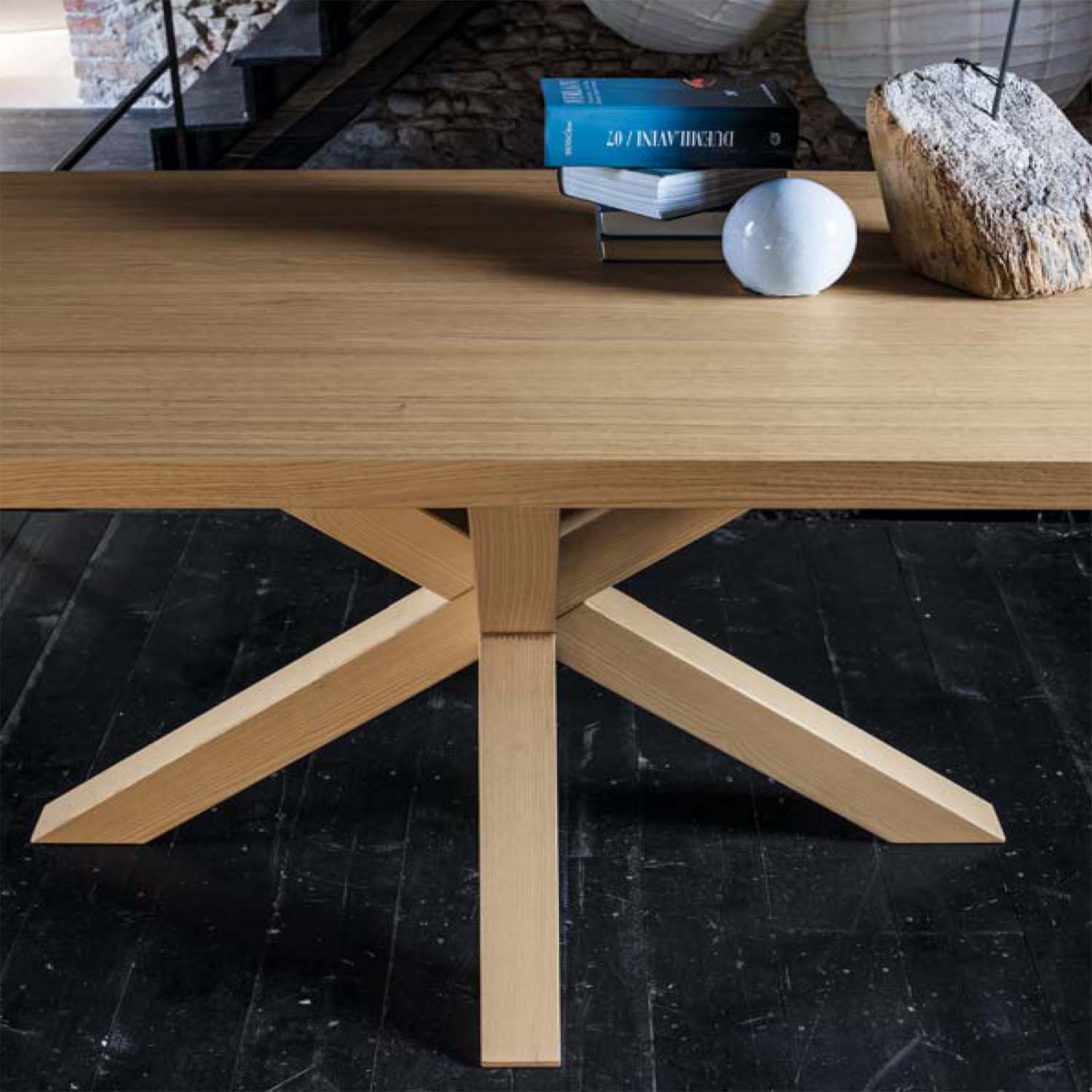 Flower wooden three legged dining table by Dall'Agnese