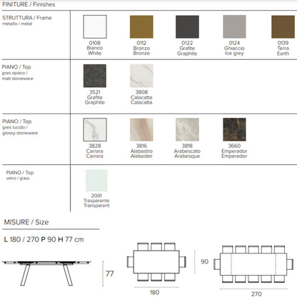Giove 180 extendable dining table by Target Point