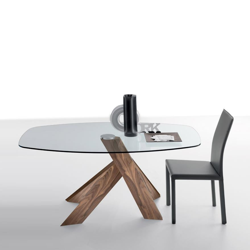 Moa oval fixed wooden dining table by Compar