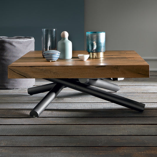 Levante transforming coffee table to dining table by Altacom in wood and metal – extendable space saving furniture.