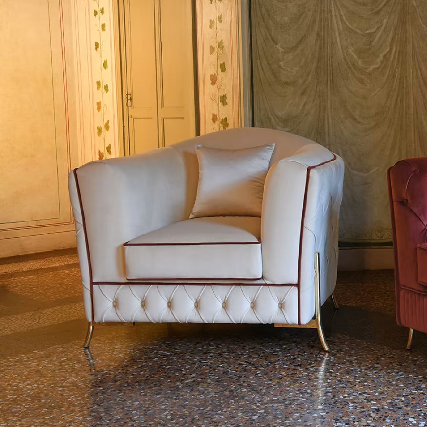 Nefele Luxury White Armchair by Domingo Salotti