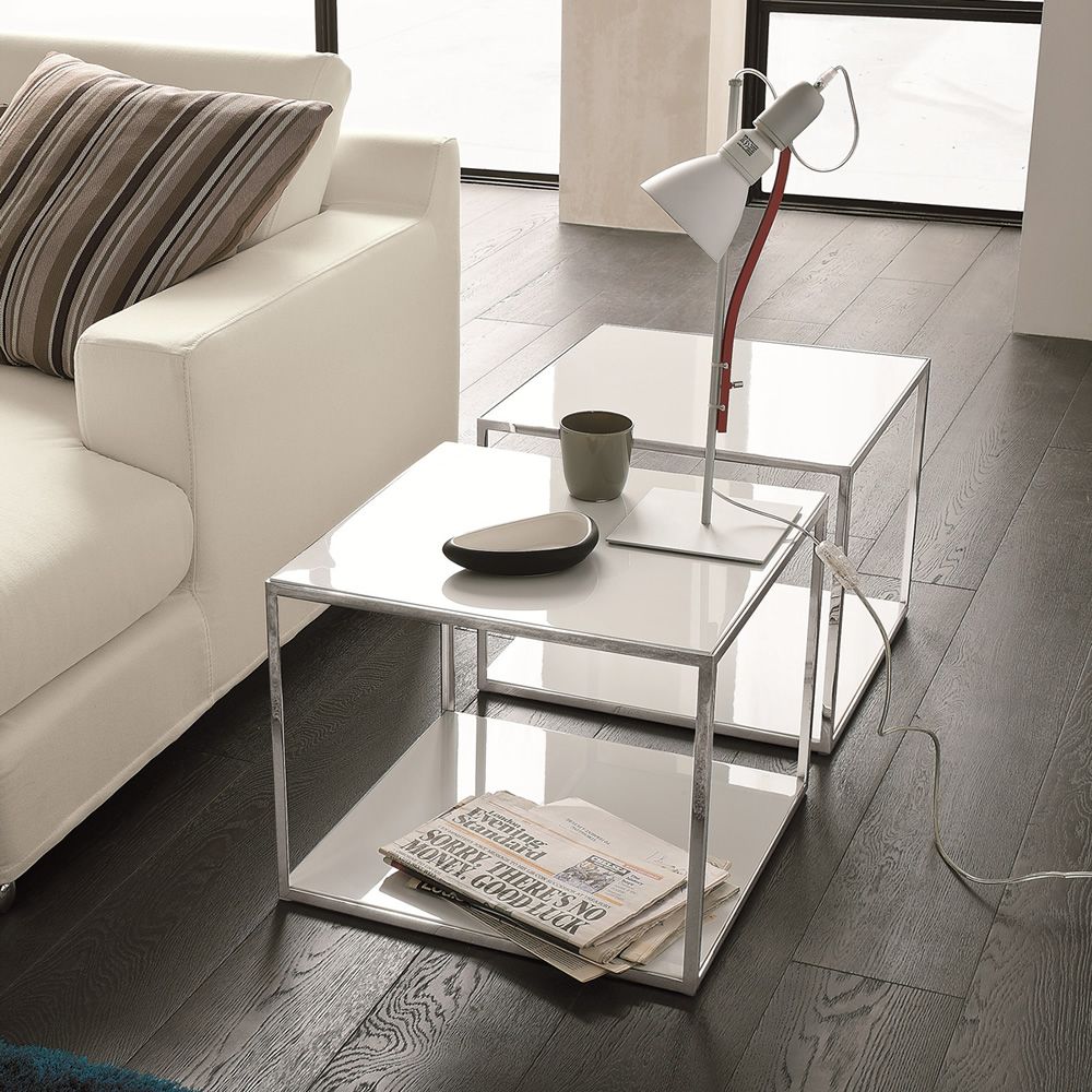 Square coffee table made of metal and veneered wood by Dall'Agnese 