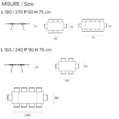 Ponente 180 extending dining table by Target Point