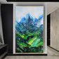 Abstract dark and light green wall art hand painted canvas