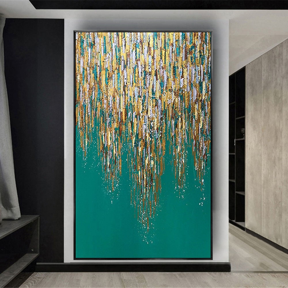 Fashion pop gold wall art hand painted canvas