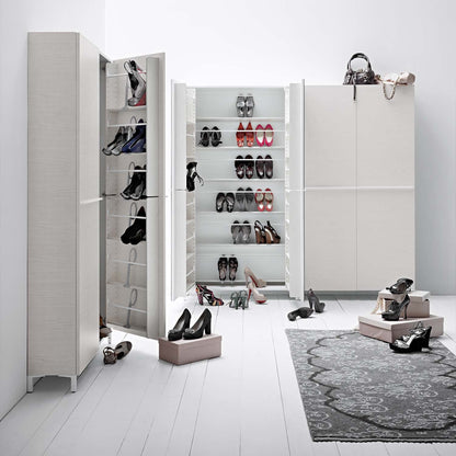 Linear 3 white wooden shoe storage units by Birex - myitalianliving