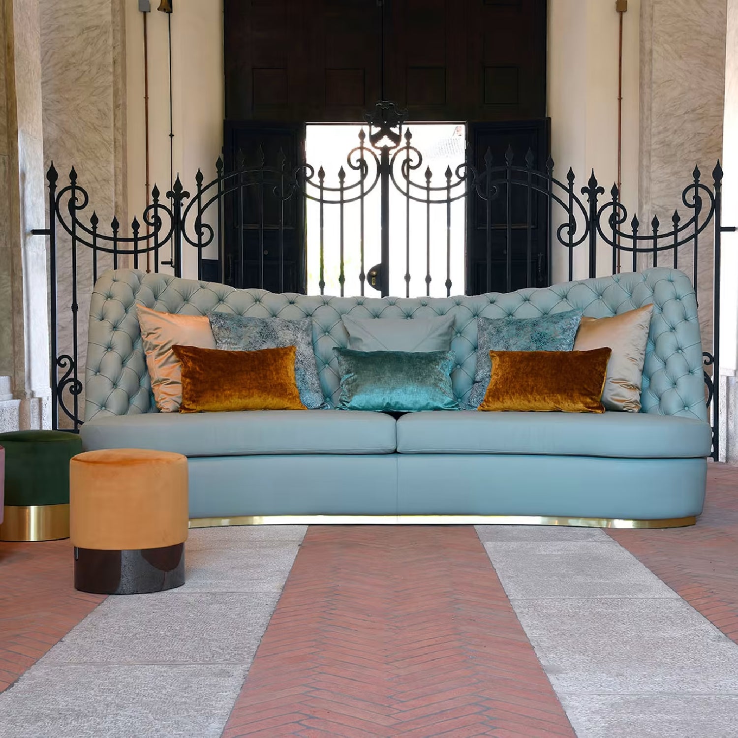 Thalia Light Blue 4-Seater Sofa by Domingo Salotti
