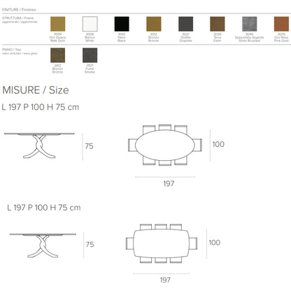 Twist Non-Extendable Glass Table by Target Point